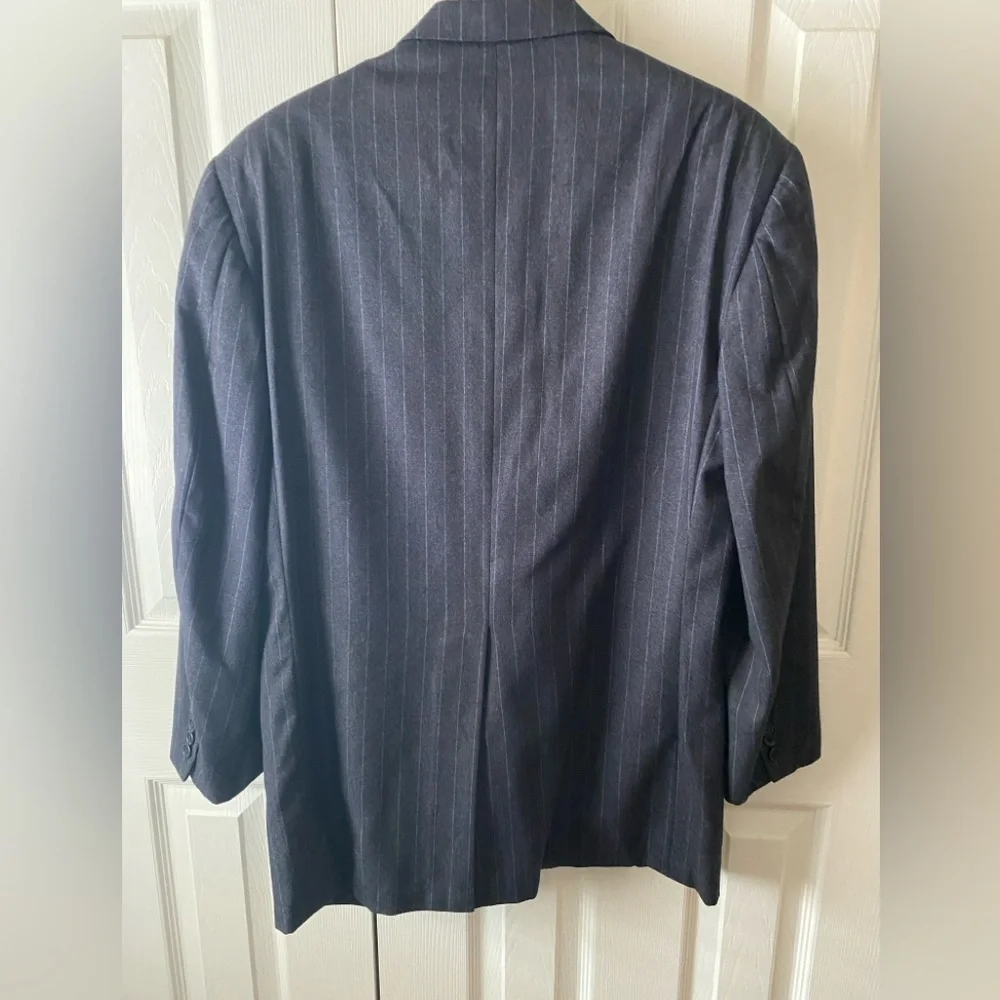 Oxxford Clothes Charcoal Gray Heather Pinstripe Super 100’s Wool Suit Jacket 40R